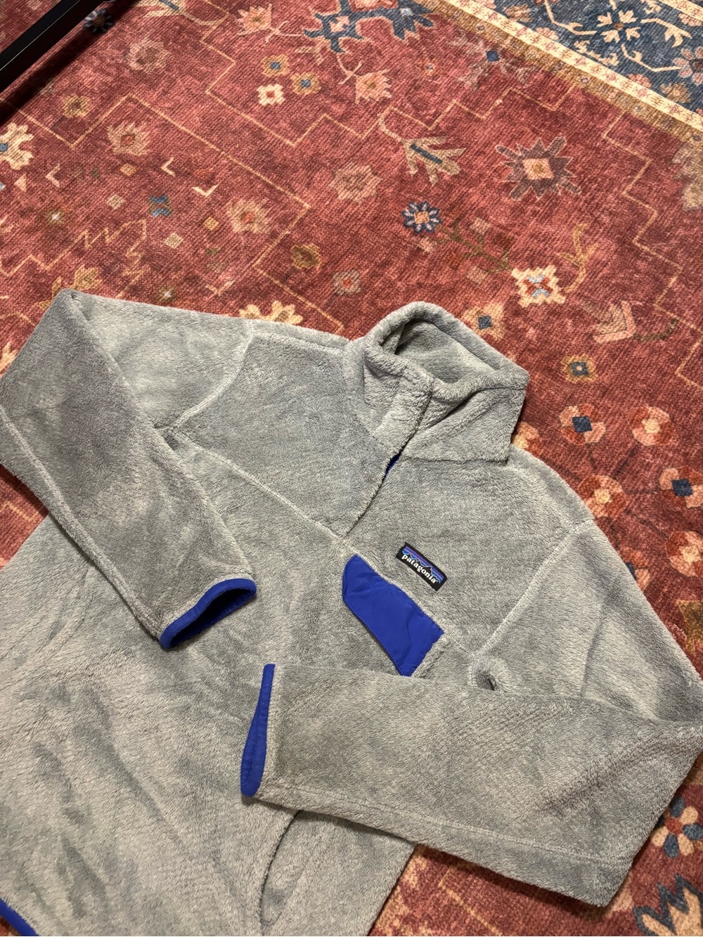 Patagonia Synchilla Snap-T 1/4 Snap Fleece Sweatshirt Gray Blue kids S